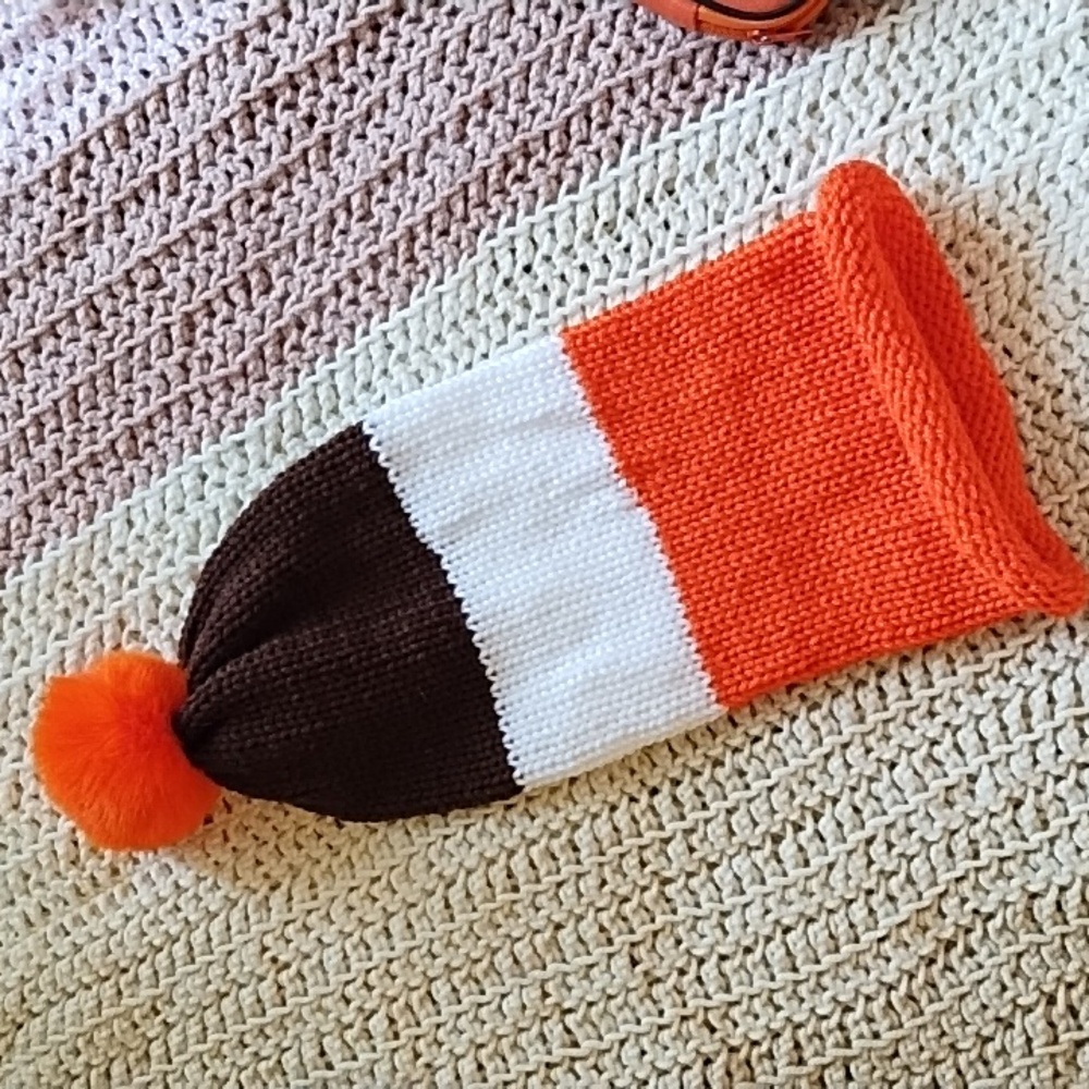 Knit beanie With POM hat crochet men women Orange Browns Winter Spring